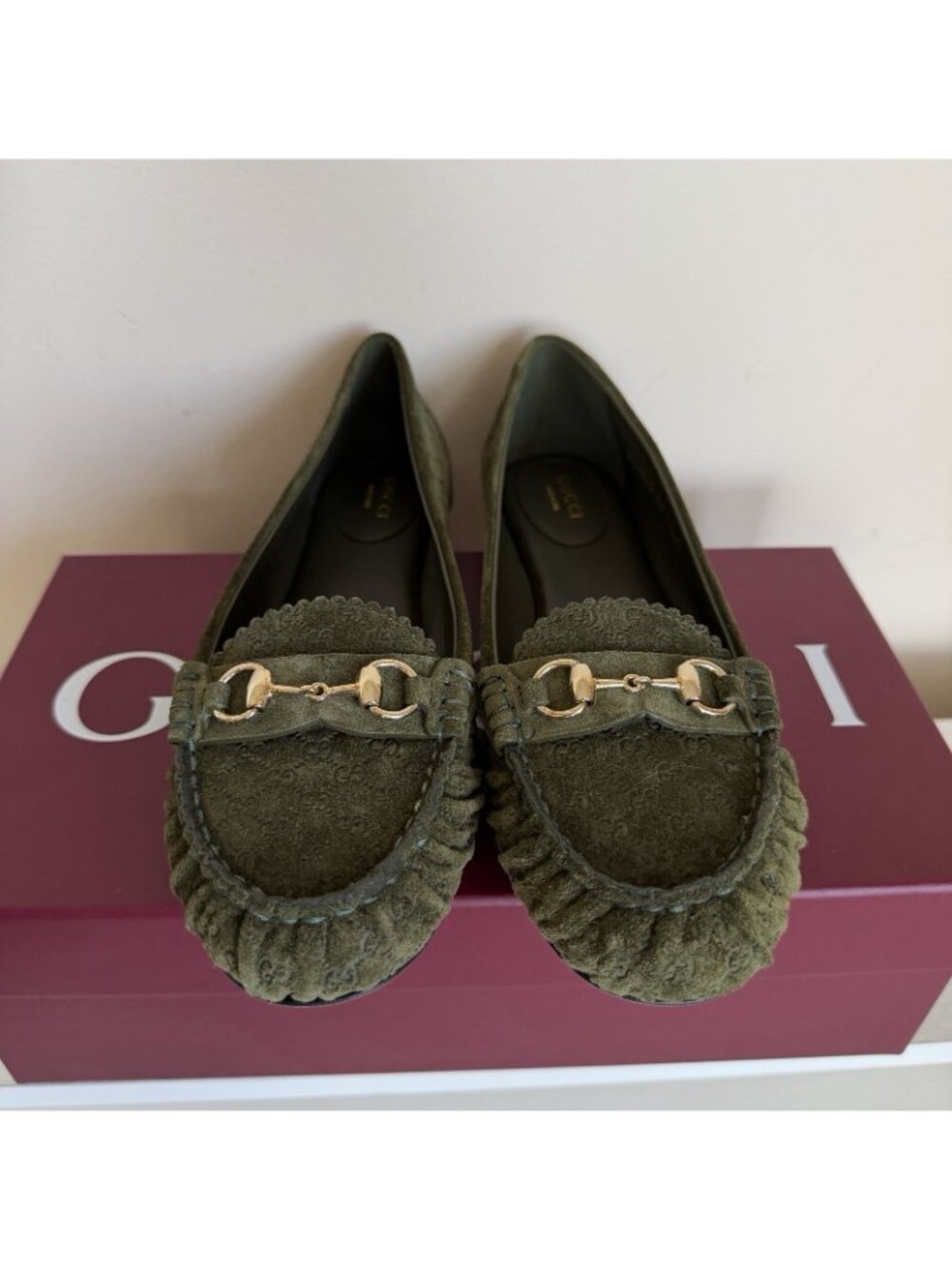 NEW GUCCI Women's GG Suede Kensington Horsebit Loafers EU 39 / US 9 Ballet Flats - Picture 7 of 10
